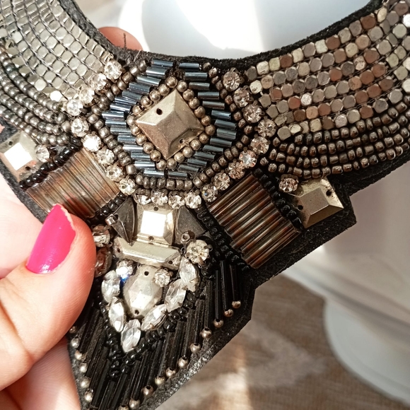 🎆 Black and Silver Statement Necklace - Picture 7 of 12